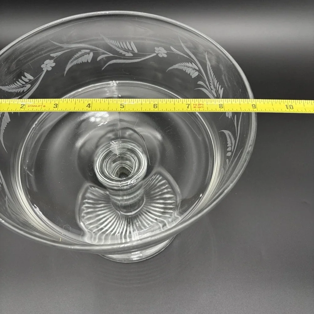 Riverside Glass Compote Thumbprint Band‎ Clear EAPG Antique